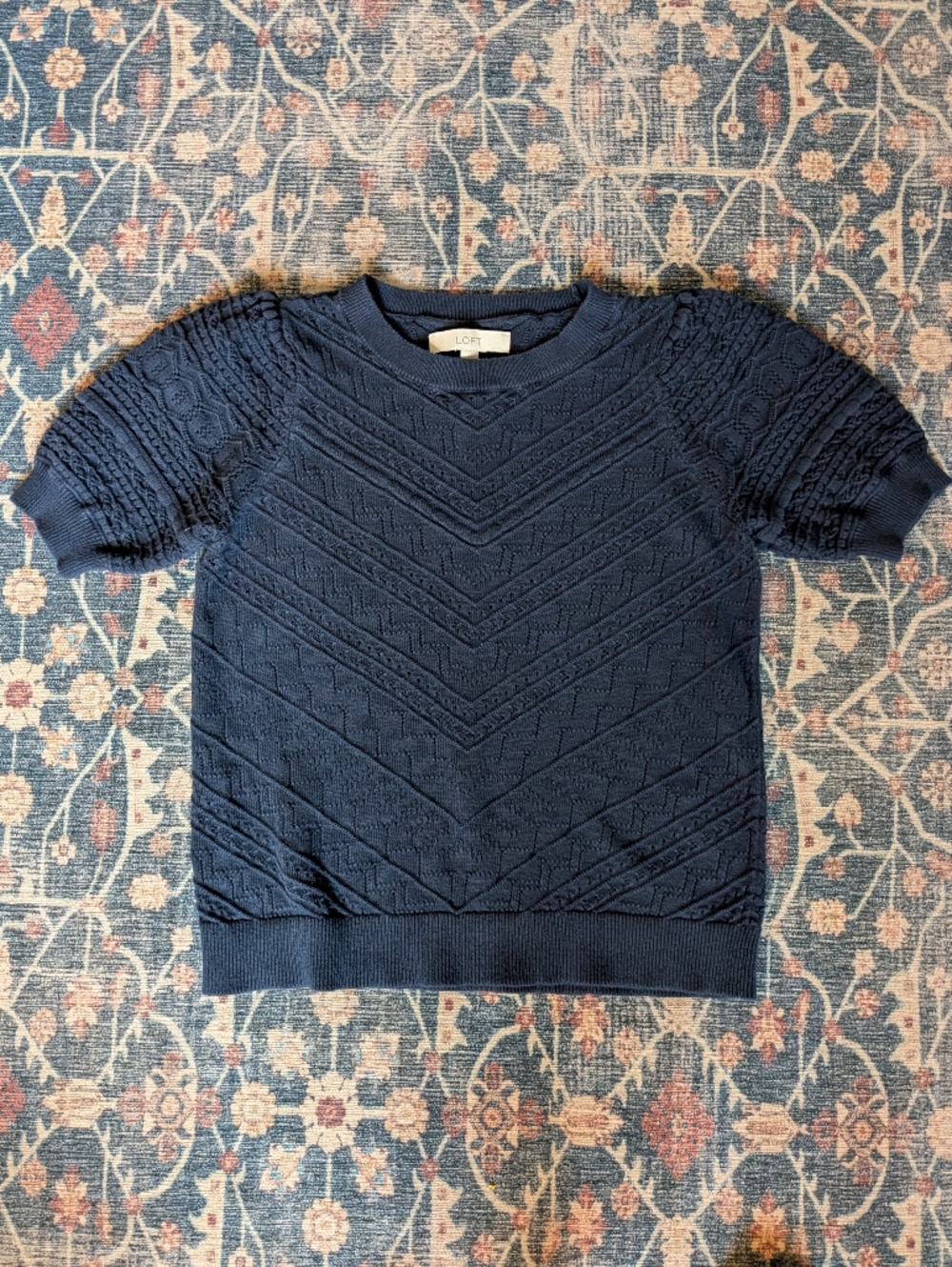 LOFT Navy Short Sleeve Sweater